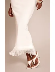 تنورة بريتي ليتل ثينق بلون كريمي ماكسي بقصة مستقيمة - 3