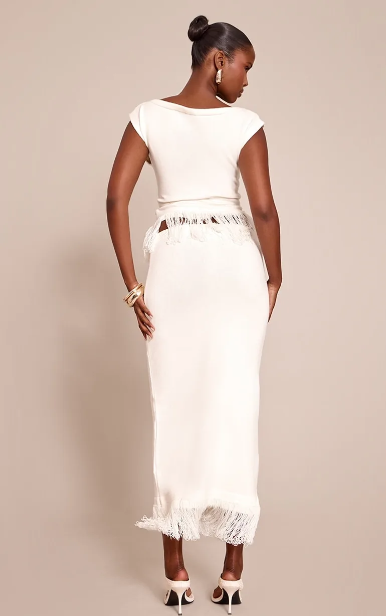 تنورة بريتي ليتل ثينق بلون كريمي ماكسي بقصة مستقيمة - 2