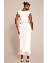 تنورة بريتي ليتل ثينق بلون كريمي ماكسي بقصة مستقيمة - 2