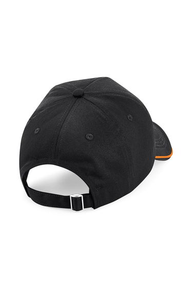 Beechfield Authentic Piped 5 Panel Cap - Black/Orange