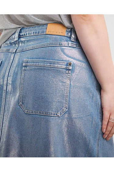 Blue Metallic A Line Maxi Skirt product thumbnail 4