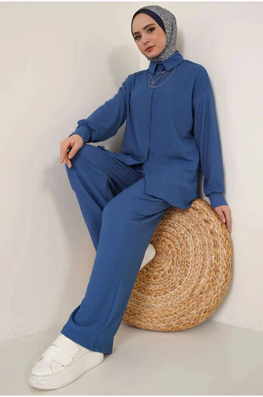 BDART Oversized Textured Two-Piece Coord Set with Shirt Collar