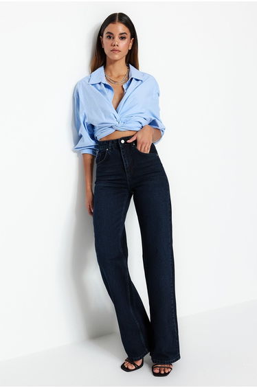 Jeans - Navy blue - Wide leg
