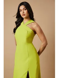 Halter Neck Split Midi Dress - 1