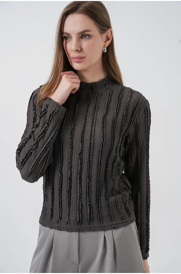 BDART Textured Slim Fit Half Turtleneck Blouse