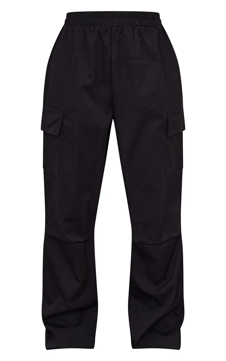 Black Elasticated Waist Straight Leg Cargo Pants - 4