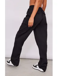 Black Elasticated Waist Straight Leg Cargo Pants - 2