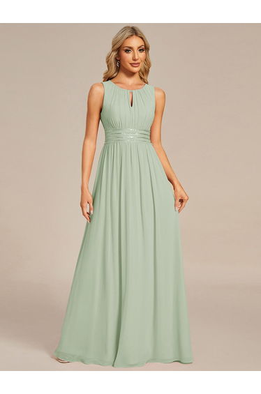 ever KALIA|Simple Sleeveless A-line Chiffon Bridesmaid Dress with Hollow Out Detail