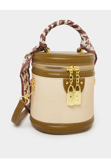 Barrel Bucket Bag with Scarf Detail