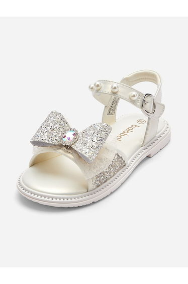 Girls' Glitter Bow Sandals With Bead Details