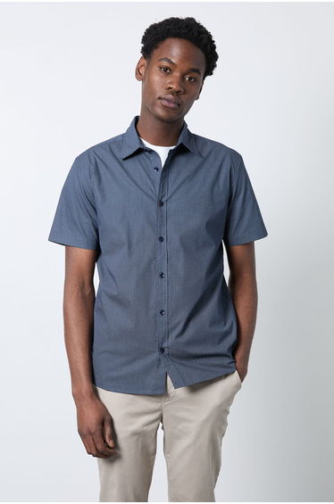 Navy Print Short Sleeve Shirt