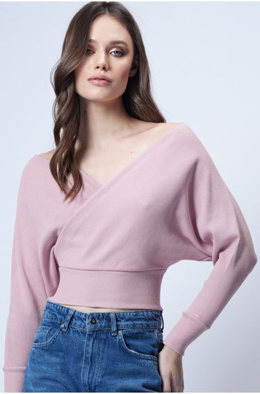 Women's Powder Front Back V Neck Double Breasted Blouse