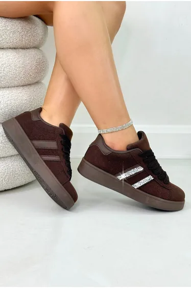 Crystal Stripe Trainers Limited Edition Brown