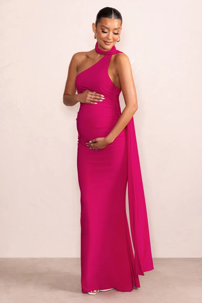 hot pink maternity bridesmaid dresses Pink Maternity Maxi Bridesmaid Dresses