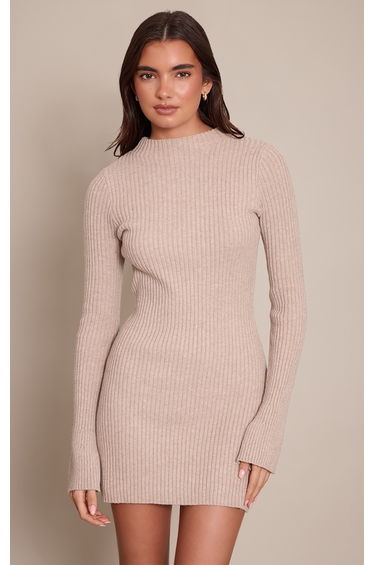 Oatmeal Rib Knitted Dress