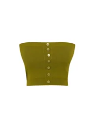 Oil Green Premium Yarn Strapless Blouse-Cardigan Knitwear Set - 2