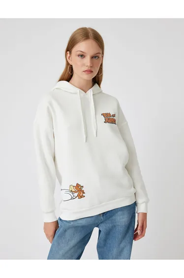 Tom and Jerry Oversize Hooded Sweatshirt Licensed Printed on the Back