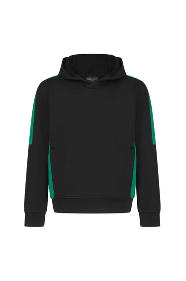 Finden & Hales Childrens/Kids Team Contrast Hoodie - Black/Emerald