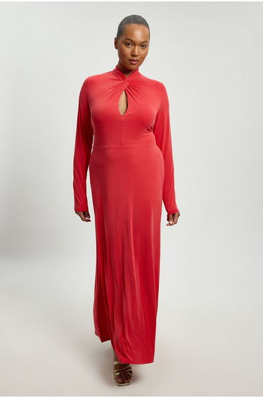 Plus Size Long Sleeve Jersey Maxi Dress