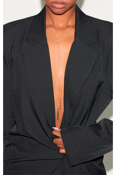 Gold Long Pulley Pendant Necklace