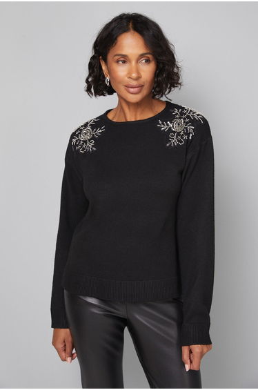 Embellished V Neck Jumper