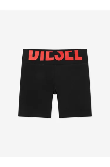 Diesel Girls Logo Print Shorts in Black