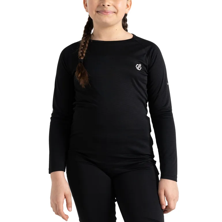 Dare 2b Kids Elate II Warm Long Sleeve T-Shirt Bottoms Baselayer Set - Black - 2