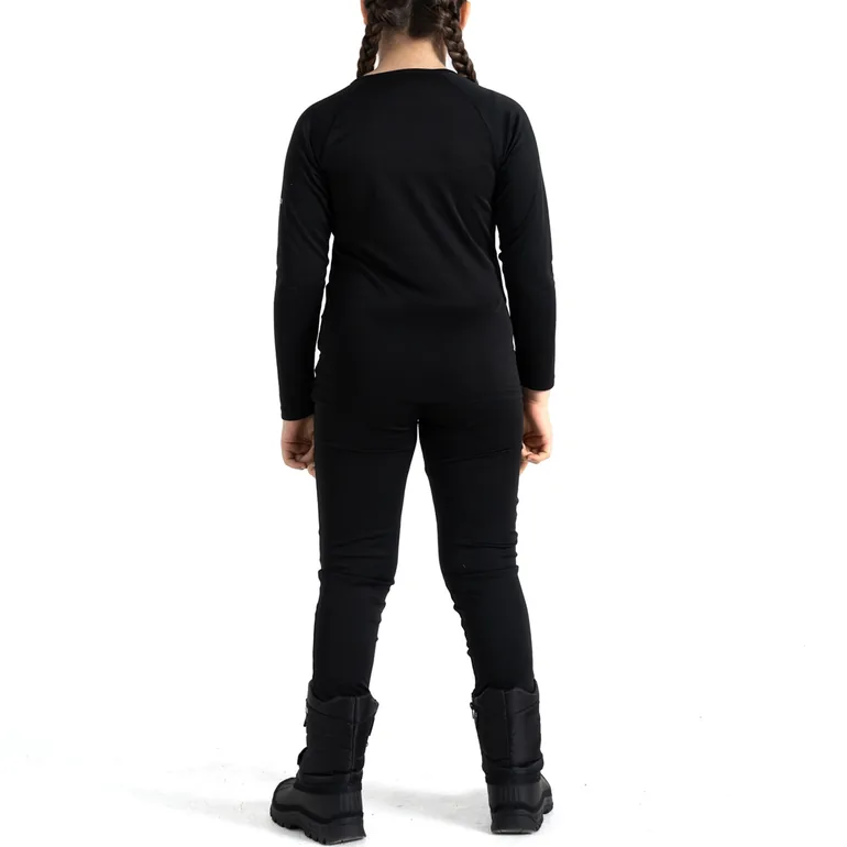 Dare 2b Kids Elate II Warm Long Sleeve T-Shirt Bottoms Baselayer Set - Black - 1