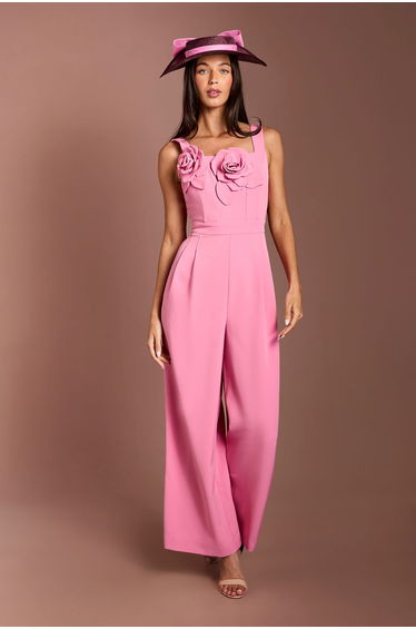 Lisa Tan 3D Floral Wide Leg Jumpsuit