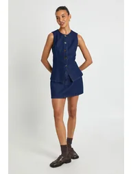 Button Down Waistcoat - indigo