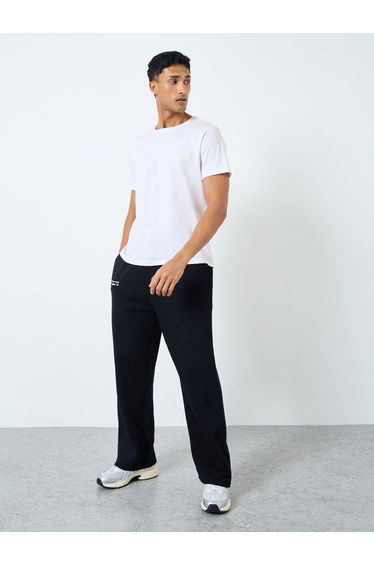 Slogan Print Oversized Open Hem Joggers
