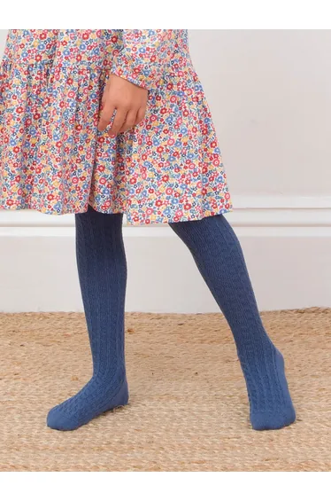 Cable tights navy