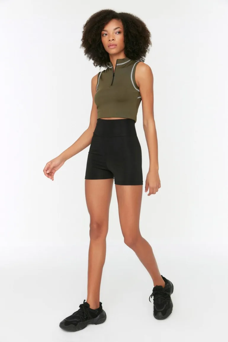 Black Flexible Yoga Sports Shorts Tights - 2
