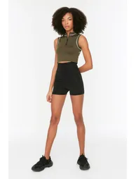 Black Flexible Yoga Sports Shorts Tights