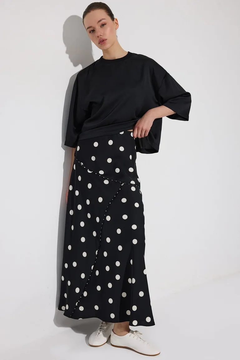 LONG SKİRT WİTH POLKA DOT PATTERN - 1