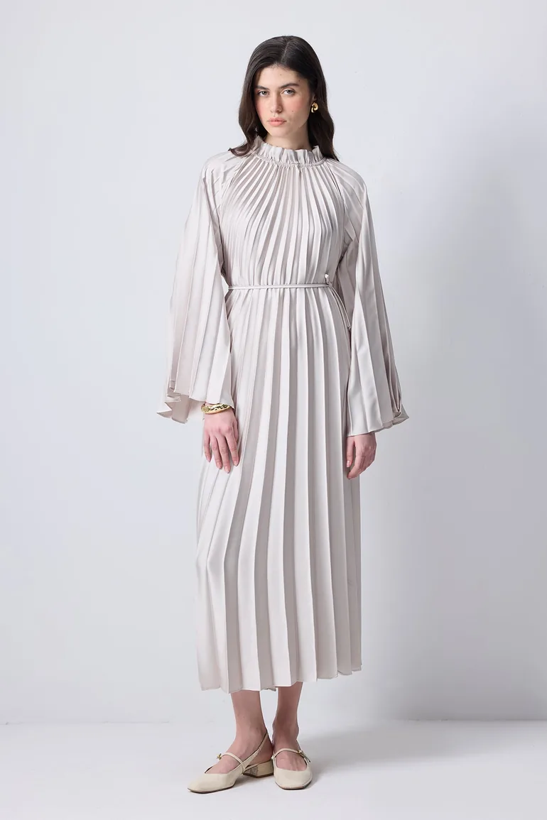 strapless open back dress Statement Pleated Dress with Kimono Sleeves  HEYFANCYSTYLE