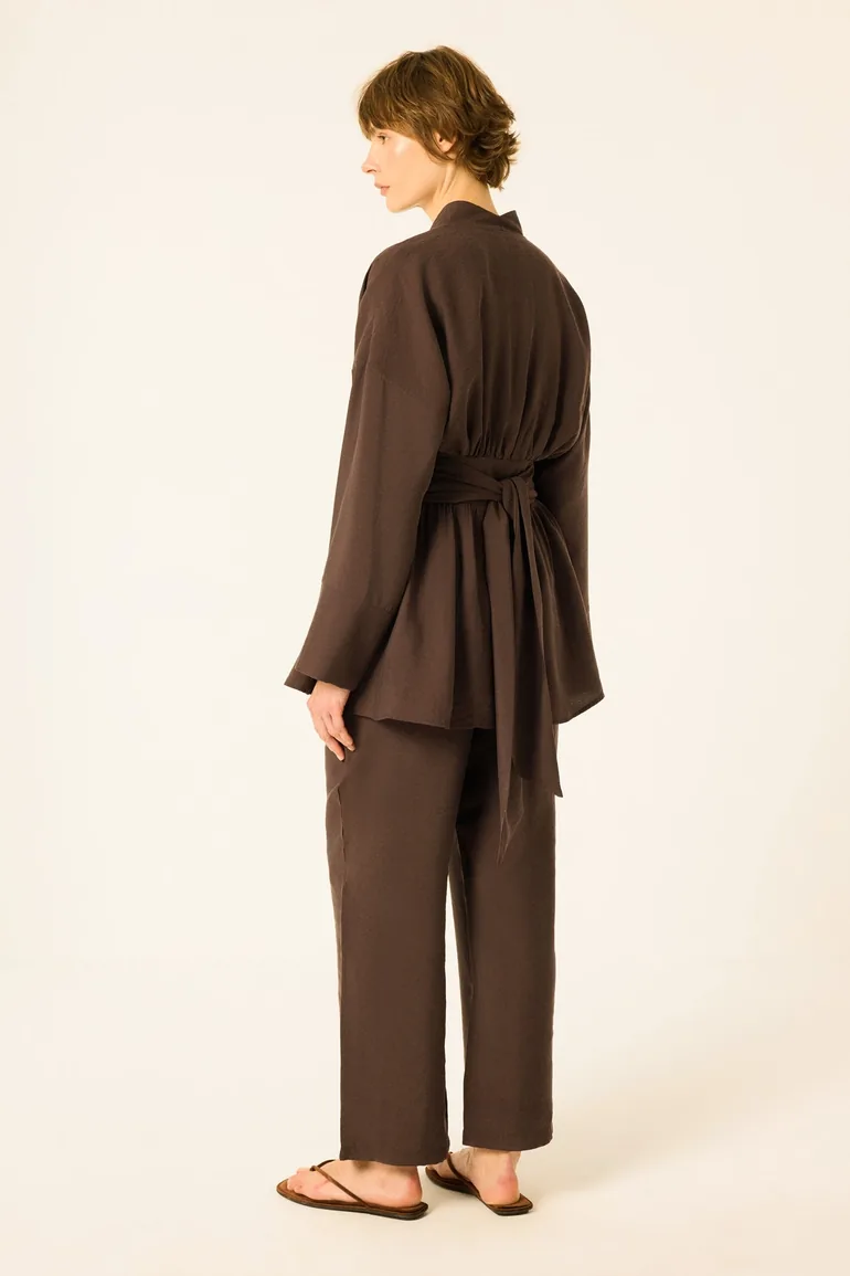 PEPLUM TUNIC AND ELASTIC-WAIST TROUSERS SET - 4