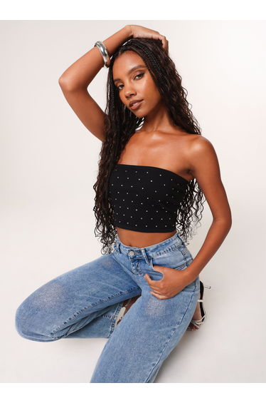 Diamante Bandeau Crop Top