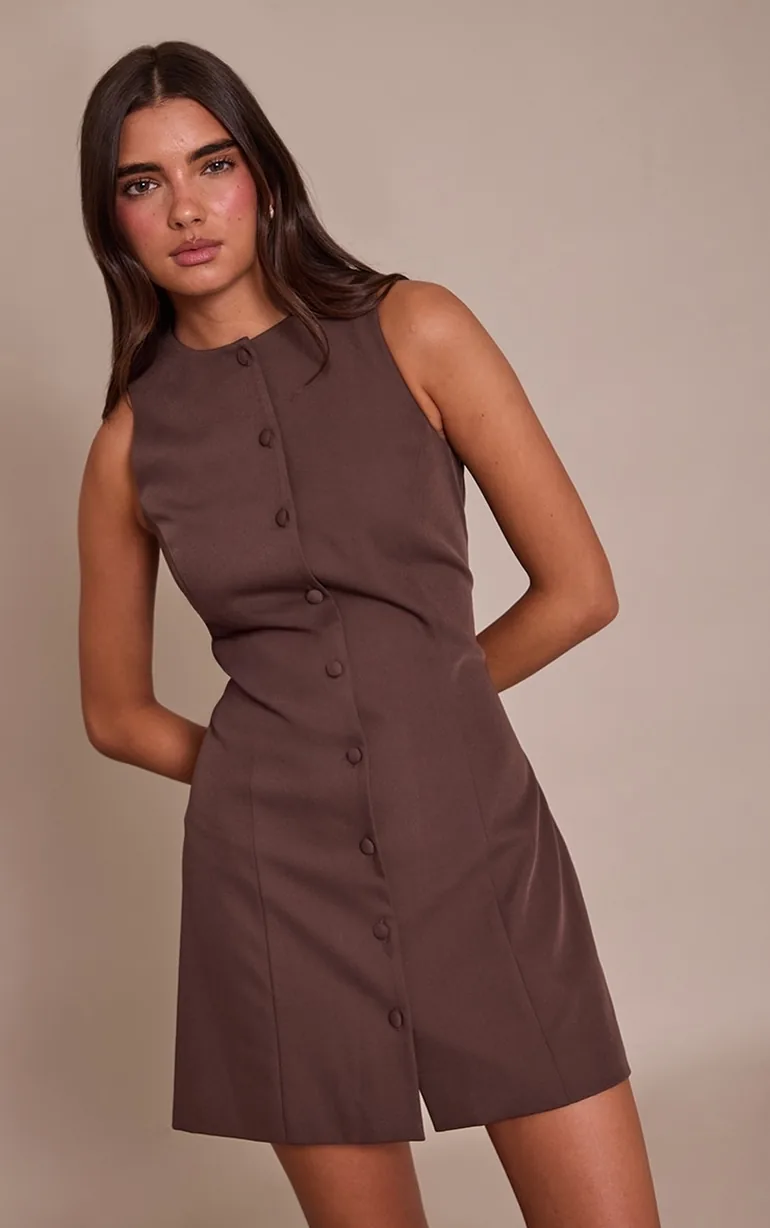 Chocolate Boat Neck Button Down Bodycon Dress Prettylittlething Brown : Party Dresses : VogaCloset Bahrain Chocolate Boat Neck Button Down Bodycon Dress Prettylittlething Brown : Party Dresses : VogaCloset Bahrain