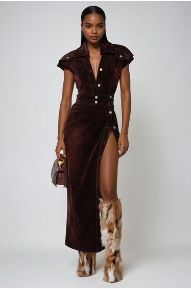 Dorte Plunge High Split Maxi Dress