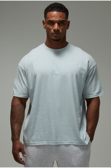 One More Rep Oversized Washed T-Shirt - light blue