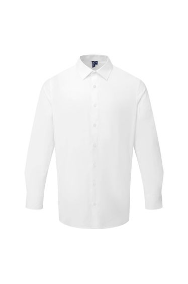 Premier Mens Poplin Long-Sleeved Formal Shirt - White