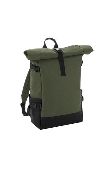 Bagbase Block Roll Top Backpack - Olive/Black