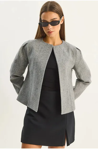 LUCCI Textured Open Collar Lined Jacket