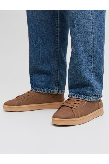 Solid Brown Lace Up Casual Sneakers