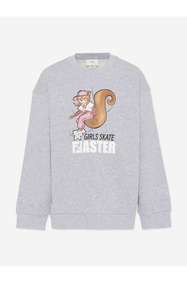 Fendi Girls Squirrel Sweatshirt in Grey