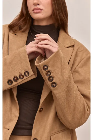 Sand Suede Oversized Dad Blazer