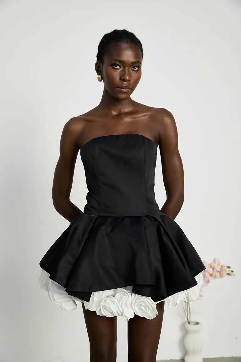 lucie mini dress black Lucie black petal-layered strapless corset mini dress Miss Rosier : Premium  Dresses : VogaCloset Jordan