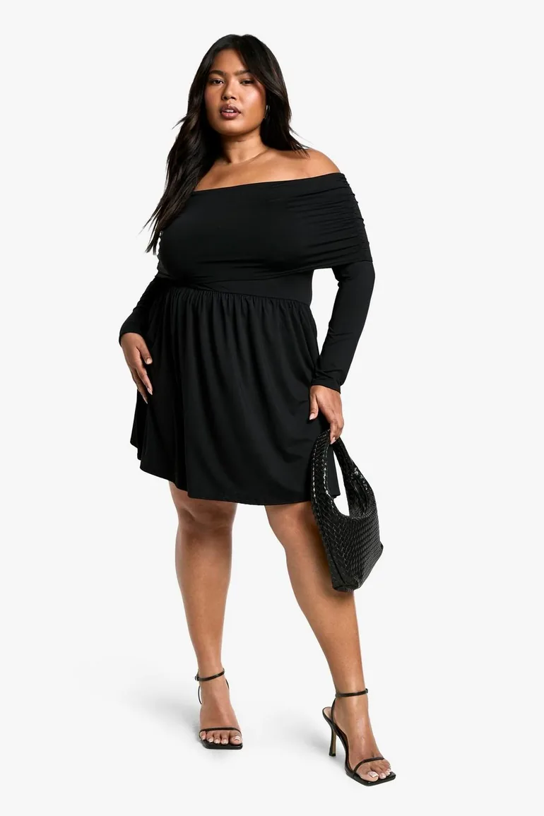 jersey skater dress plus size Plus Jersey Off Shoulder Skater Dress Boohoo : Dresses : VogaCloset Oman