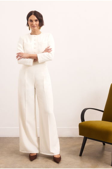 Satin Back Crepe Tailored Wide Leg Trouser